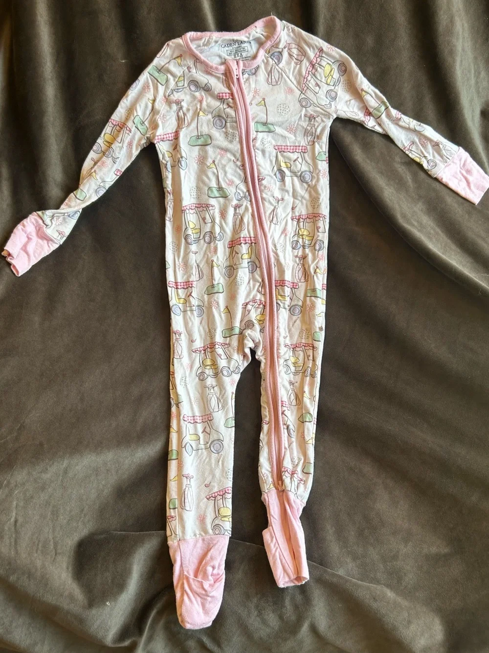 Caden Lane Pink Footed One-Piece golf print “Country Club Cutie” print